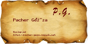 Pacher Géza névjegykártya